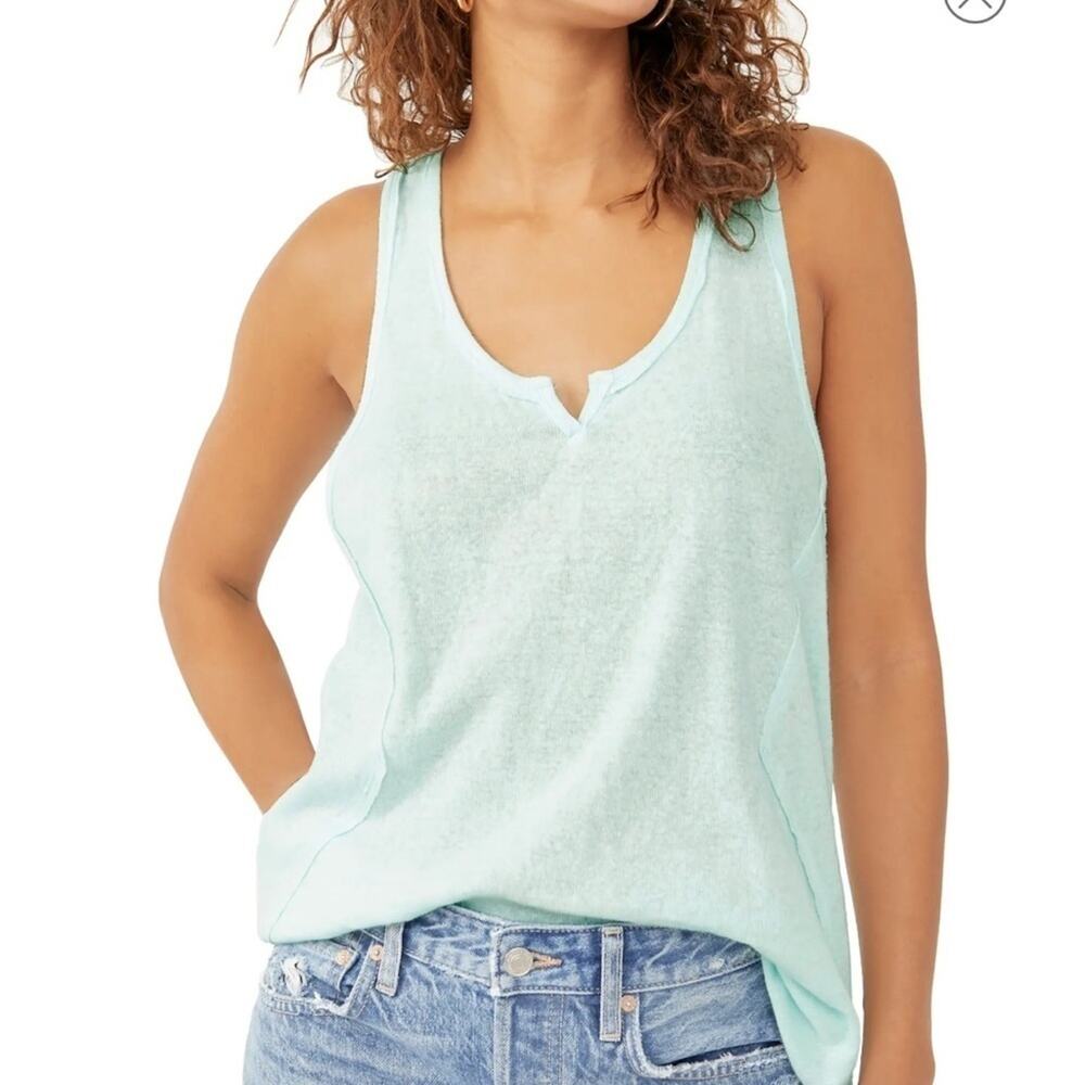 Free People Cares Chasing Sunsets Tank Top Seawashed, Size XS, NWT